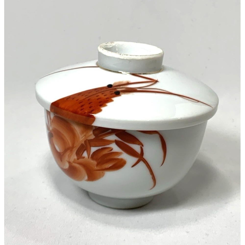 Crayfish Crawfish Lidded Bowl Ceramic Painted Made in Japan